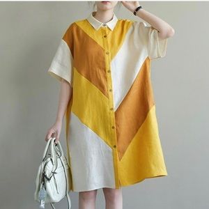 Yellow Chevron Stripe Linen boutique dress